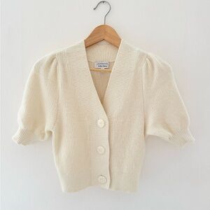 & Other Stories cropped short sleeved alpaca cardigan in cream.